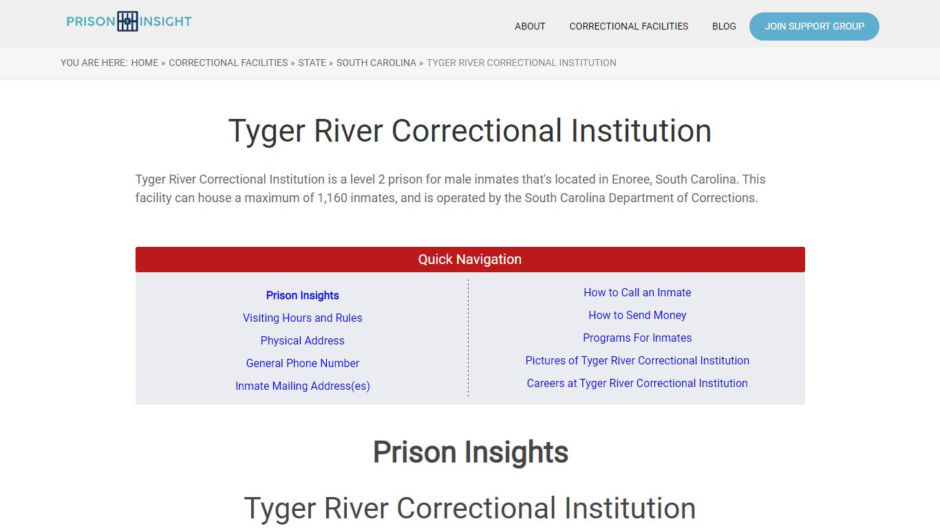 Tyger River Correctional Institution - Prison Insight